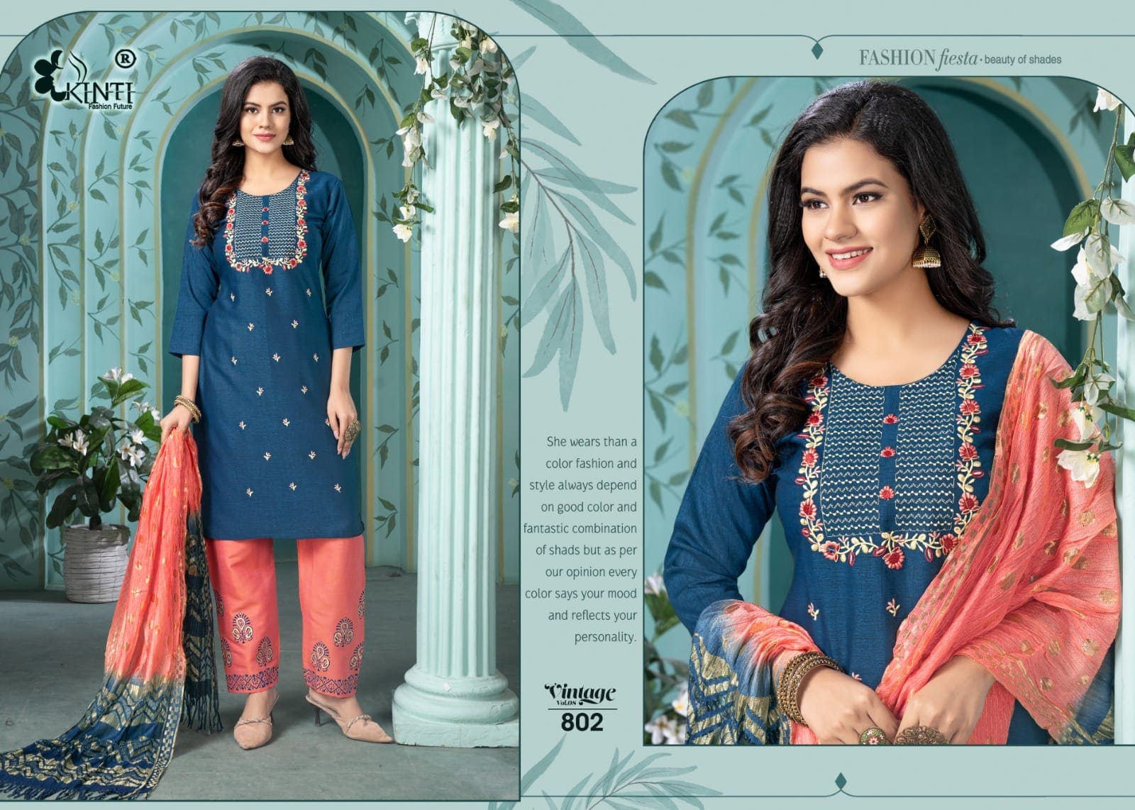 Kinti Vintage Vol 8 Designer Readymade Kurti Pant With Dupatta